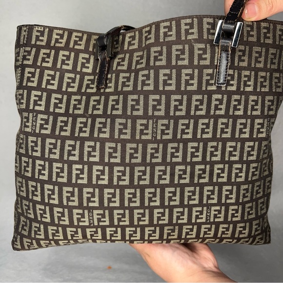 ✨✨✨✨SOLD✨✨✨✨ Fendi Roma Zucchino Authentic RARE Small Canvas Brown Beige Purse - Picture 3 of 10
